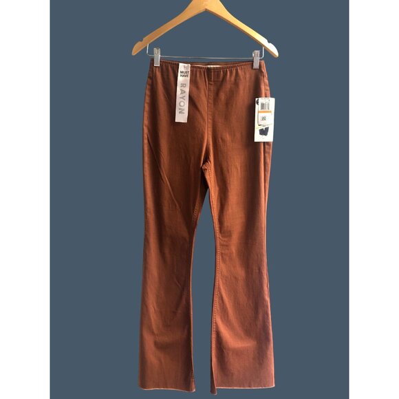 TINSELTOWN -WOMENS BROWN PULL ON FLARE CORDUROY PANTS - HI-RISE SIZE 3 - Picture 1 of 7